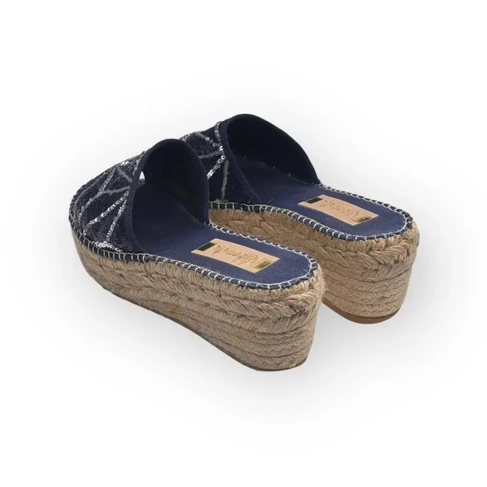 Vidorreta ☀︎︎ Handmade Starburst Sequin Platform Espadrille Sandals ☀︎︎ Navy 37